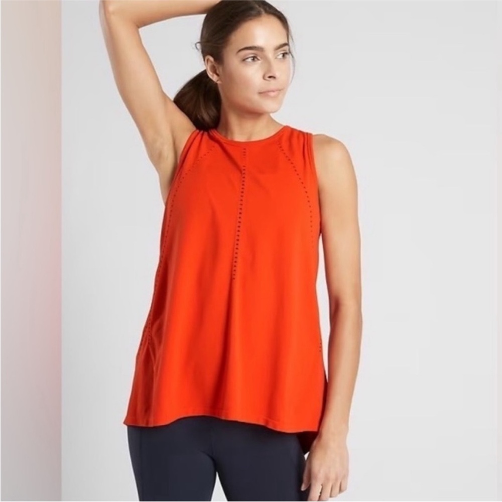 Athleta Foothill Crew Neck Split Back Tank, Red Size Small
